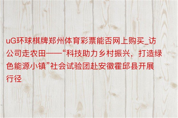 uG环球棋牌郑州体育彩票能否网上购买_访公司走农田——“科技助力乡村振兴，打造绿色能源小镇”社会试验团赴安徽霍邱县开展行径