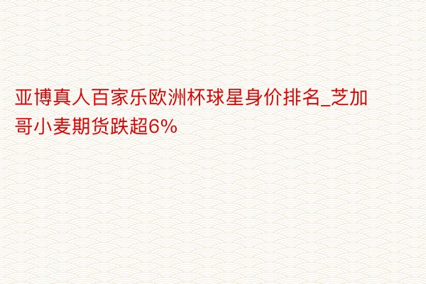 亚博真人百家乐欧洲杯球星身价排名_芝加哥小麦期货跌超6%