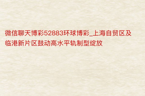 微信聊天博彩52883环球博彩_上海自贸区及临港新片区鼓动高水平轨制型绽放